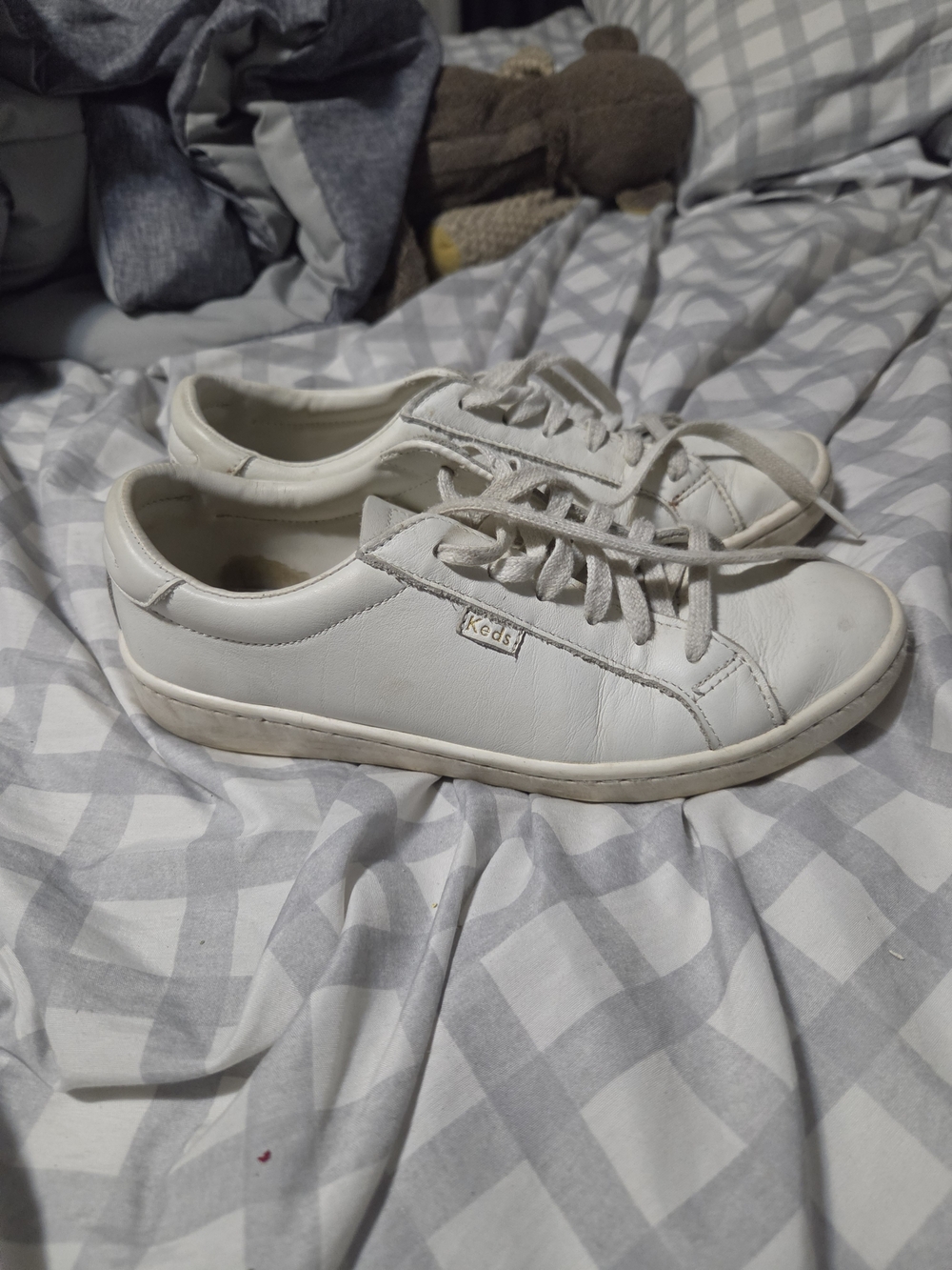 Keds White Leather Low-Top Sneakers
